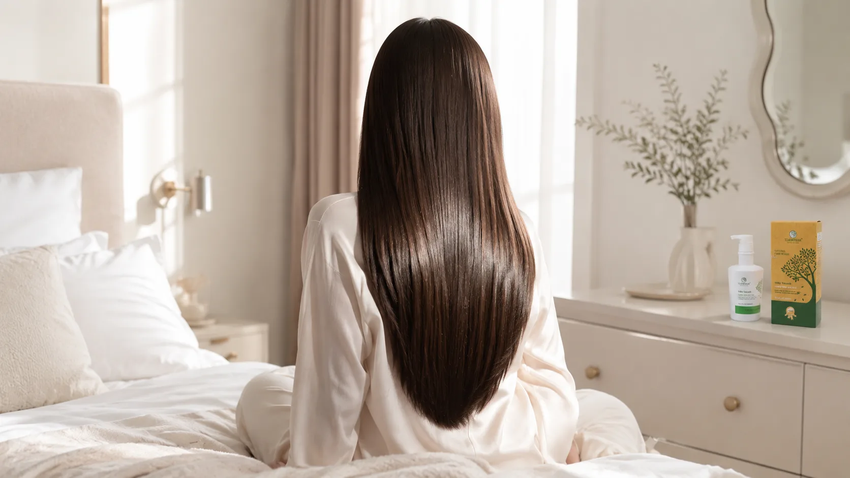 Гладке блискуче волосся після маски Xiaomoxuan Tea Tree Silky Smooth