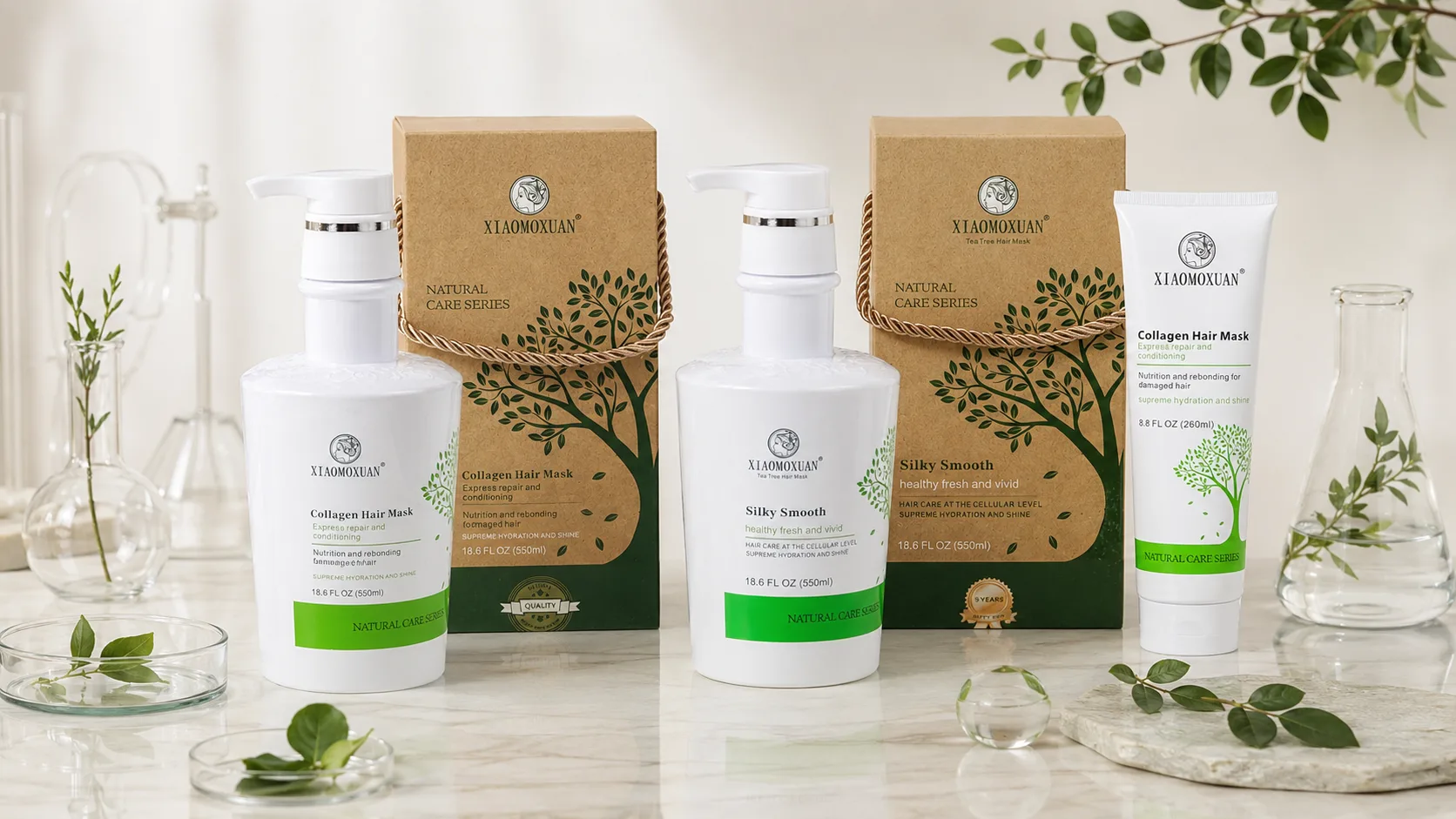 Maska s kolagenem Xiaomoxuan Collagen a maska Silky Smooth s čajovníkem